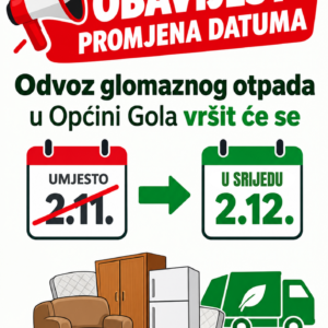 Obavijest promjena datuma odvoza glomaznog otpada